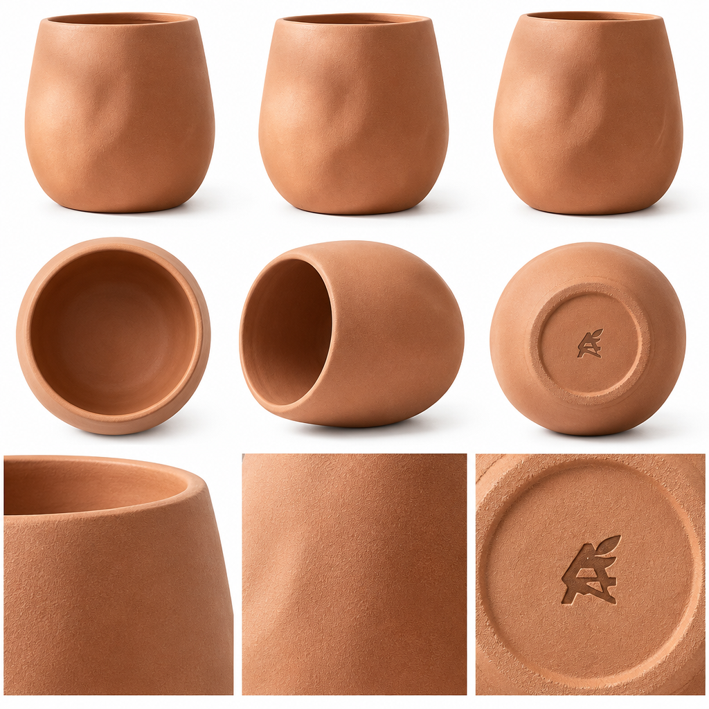 xahazu Modern Terracotta & Faceted Glass Decor Accents – Minimalist Coffee Table & Bookshelf Styling Pieces