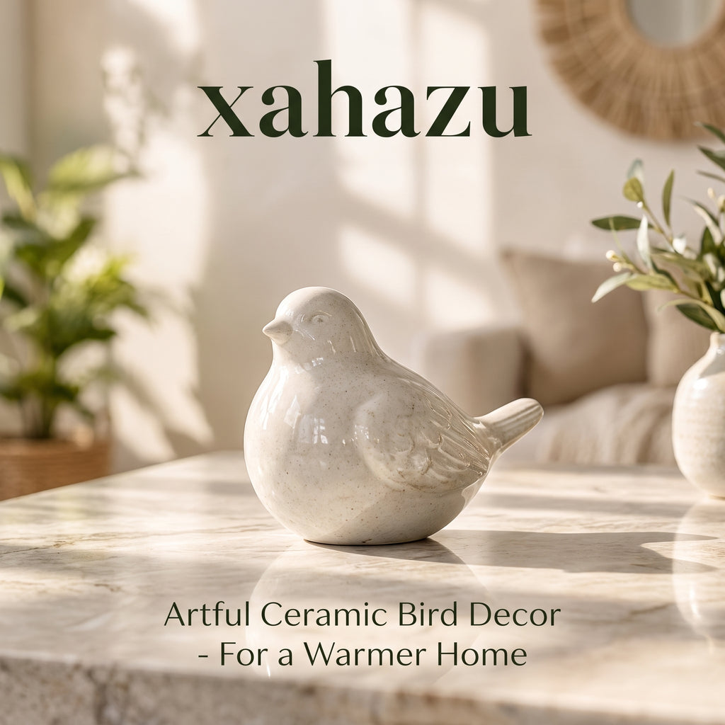 xahazu Artful Ceramic Bird Figurine – Minimalist Home Decor Accent for Coffee Table, Bookshelf & Living Room, Cozy Modern Farmhouse Tabletop Statue