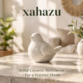 xahazu Artful Ceramic Bird Figurine – Minimalist Home Decor Accent for Coffee Table, Bookshelf & Living Room, Cozy Modern Farmhouse Tabletop Statue