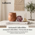 xahazu Modern Terracotta & Faceted Glass Decor Accents – Minimalist Coffee Table & Bookshelf Styling Pieces