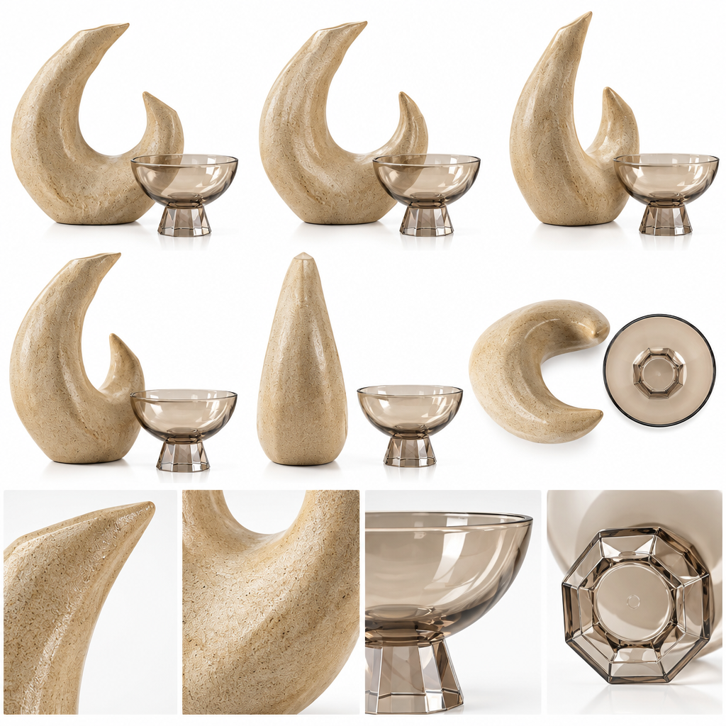 xahazu Sculptural Crescent Ceramic Vase – Modern Organic Tabletop Art Decor