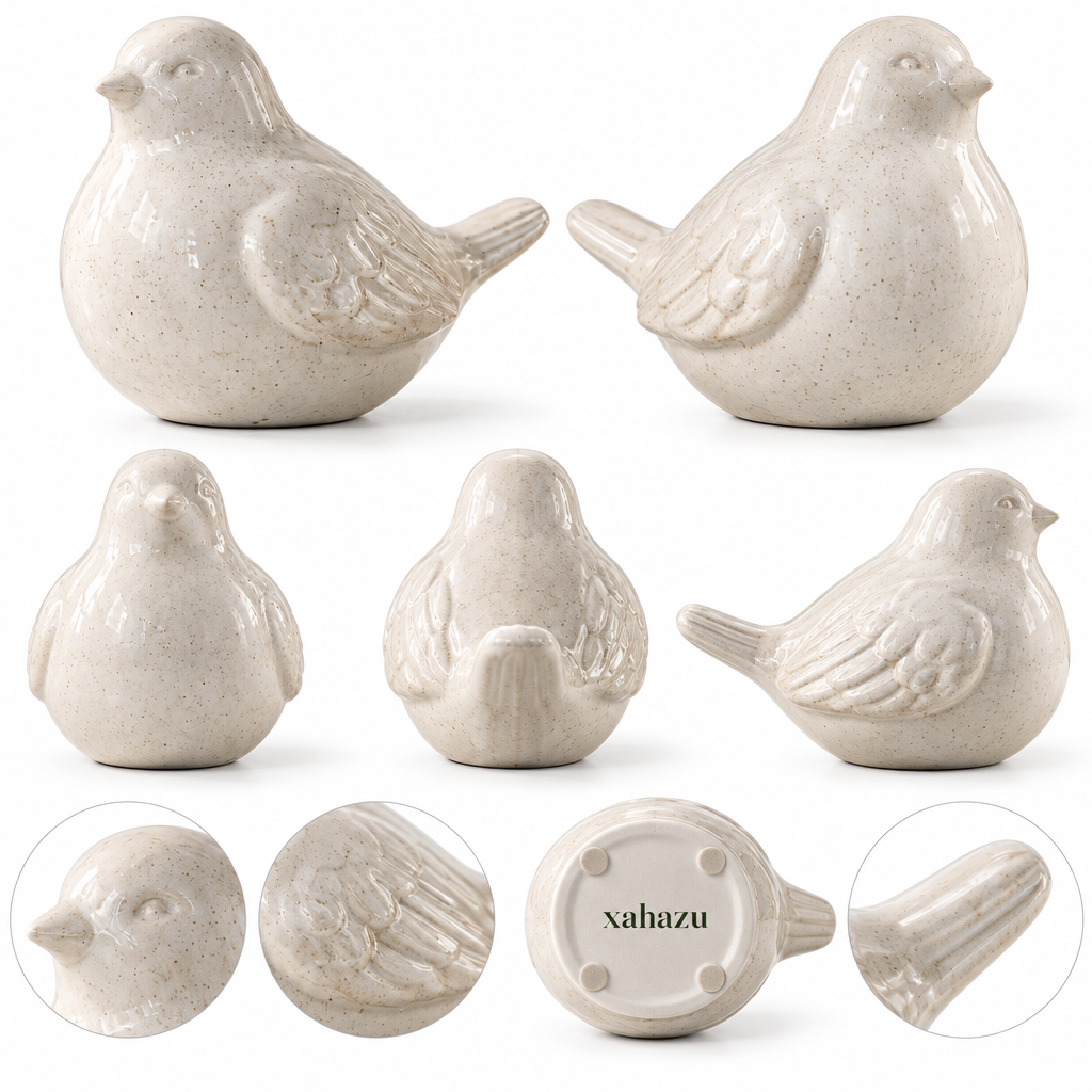 xahazu Artful Ceramic Bird Figurine – Minimalist Home Decor Accent for Coffee Table, Bookshelf & Living Room, Cozy Modern Farmhouse Tabletop Statue
