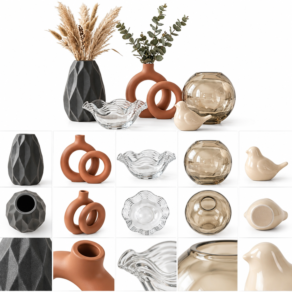 xahazu Modern Artisan Ceramic Vase & Glass Decor Collection – Minimalist Aesthetic Centerpieces for Living Room, Coffee Table & Shelf Styling